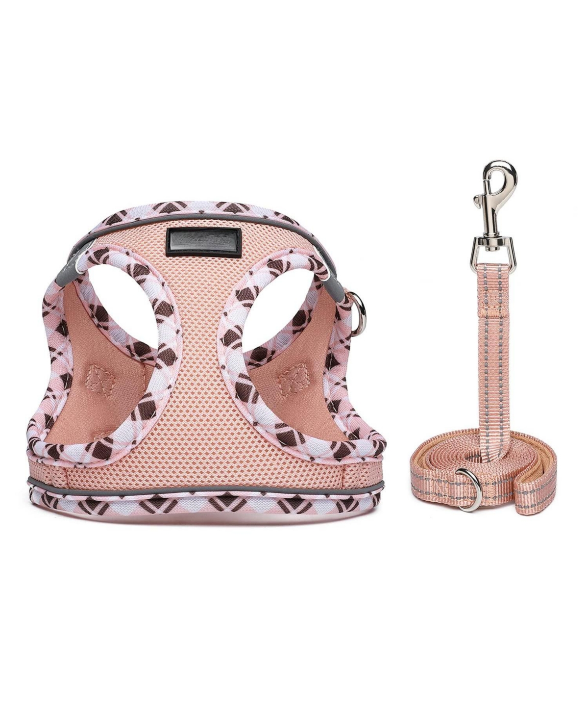 Aronkl Soft Mesh No-Choke Step-In Dog Cat Harness Leash Set Reflective Breathable for Small Pets