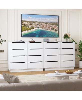 8-Drawer Dresser, 47.2"W Wooden Chest for Bedroom