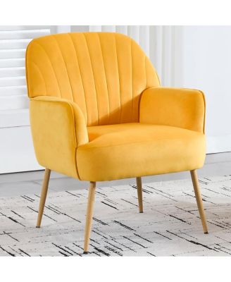 Velvet Accent Chair with Metal Legs