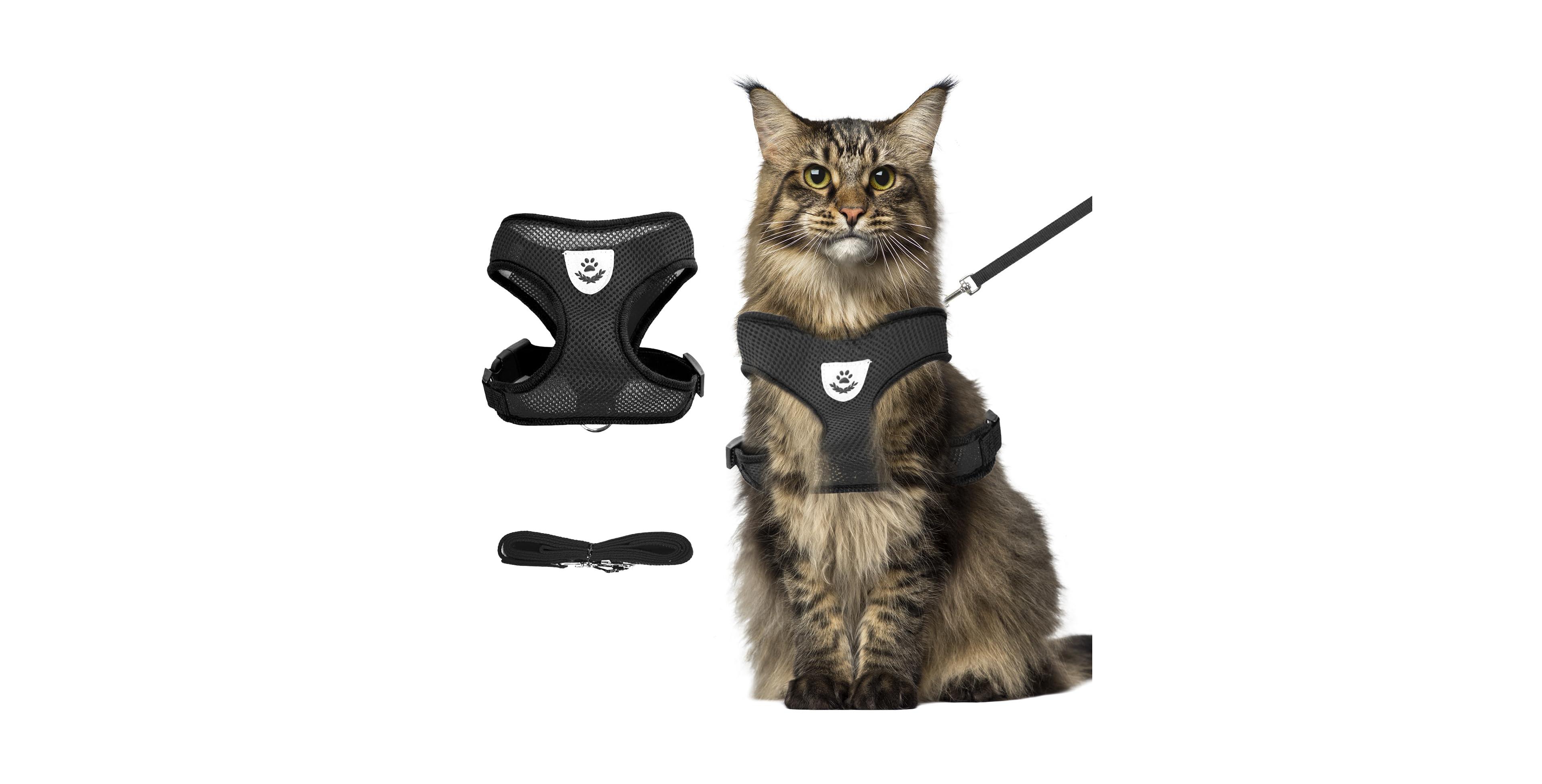 Aronkl Summer Cat Harness Leash Set Anti Escape Adjustable Soft Mesh Reflective Breathable Lightweight
