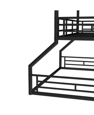 Metal Triple Bunk Bed with Guardrails