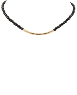Black Onyx Golden Bar Necklace