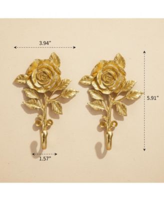 2pcs 3D Flower Retro Wall Hooks Heavy Duty Coat Hat Hanger Home Decor