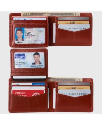 Men's Connor Executive Bifold Wallet | Business Passcase for Men | Premium Leather | Dual ID Windows | RFID Blocking | Gift Box Included