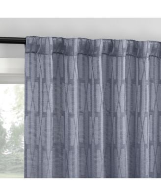 Dover Tonal Geometric Semi-Sheer Back Tab Curtain Panel
