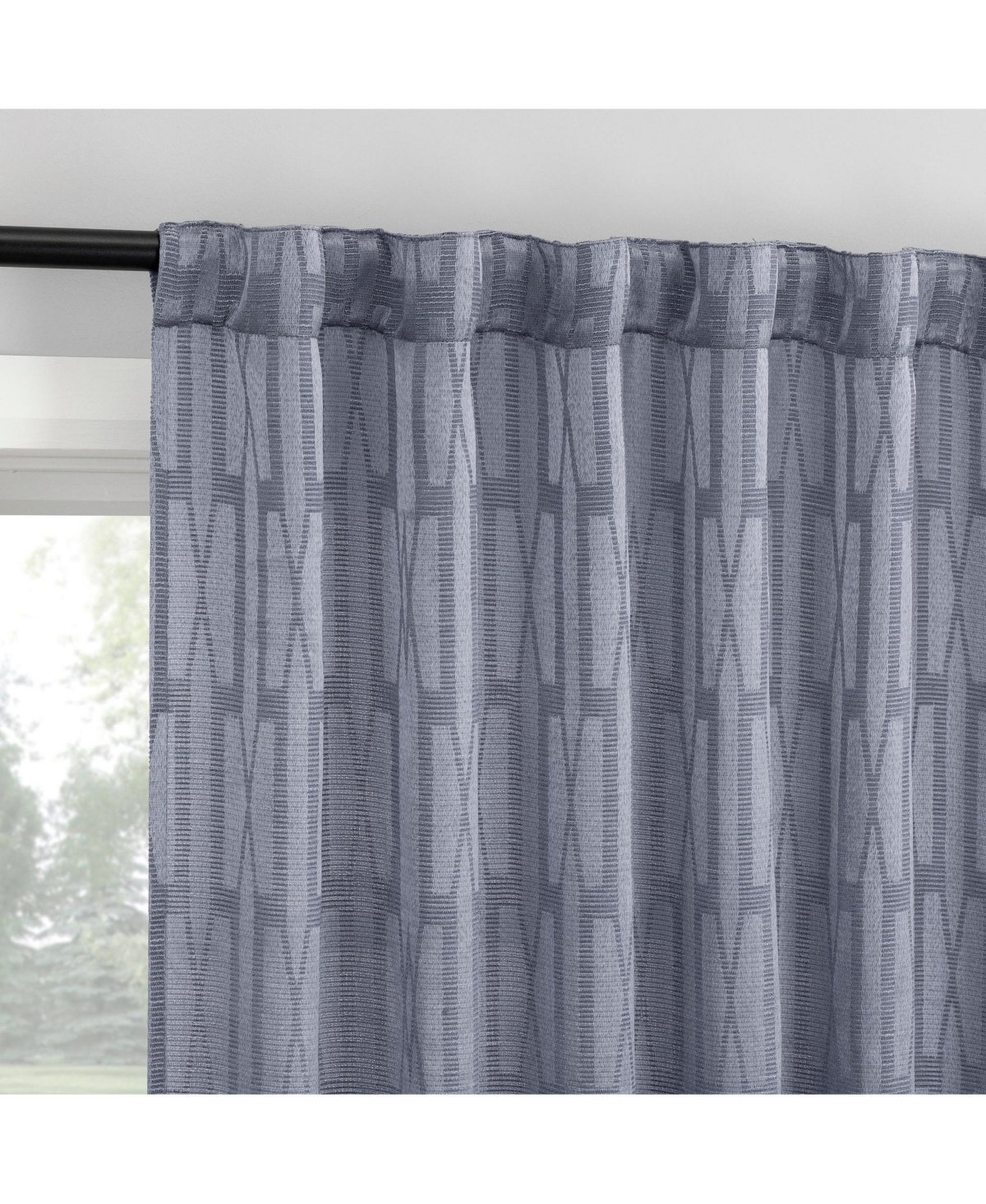 No. 918 Dover Tonal Geometric Semi-Sheer Back Tab Curtain Panel