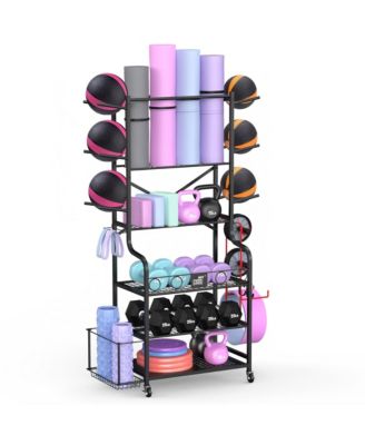 Extra Large Home Gym Storage Rack - All-in-One Weight Rack with Wheels