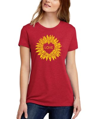 Women's Premium Blend Sunflower Love Word Art T-Shirt
