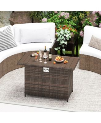 Rattan Gas Fire Pit Table 2 in 1 Stainless Steel Burner