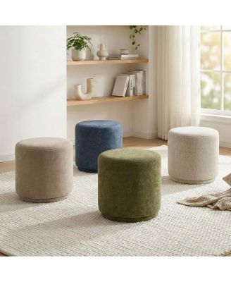 360 Swivel Upholstered Ottoman Footstool, Round Accent Stool