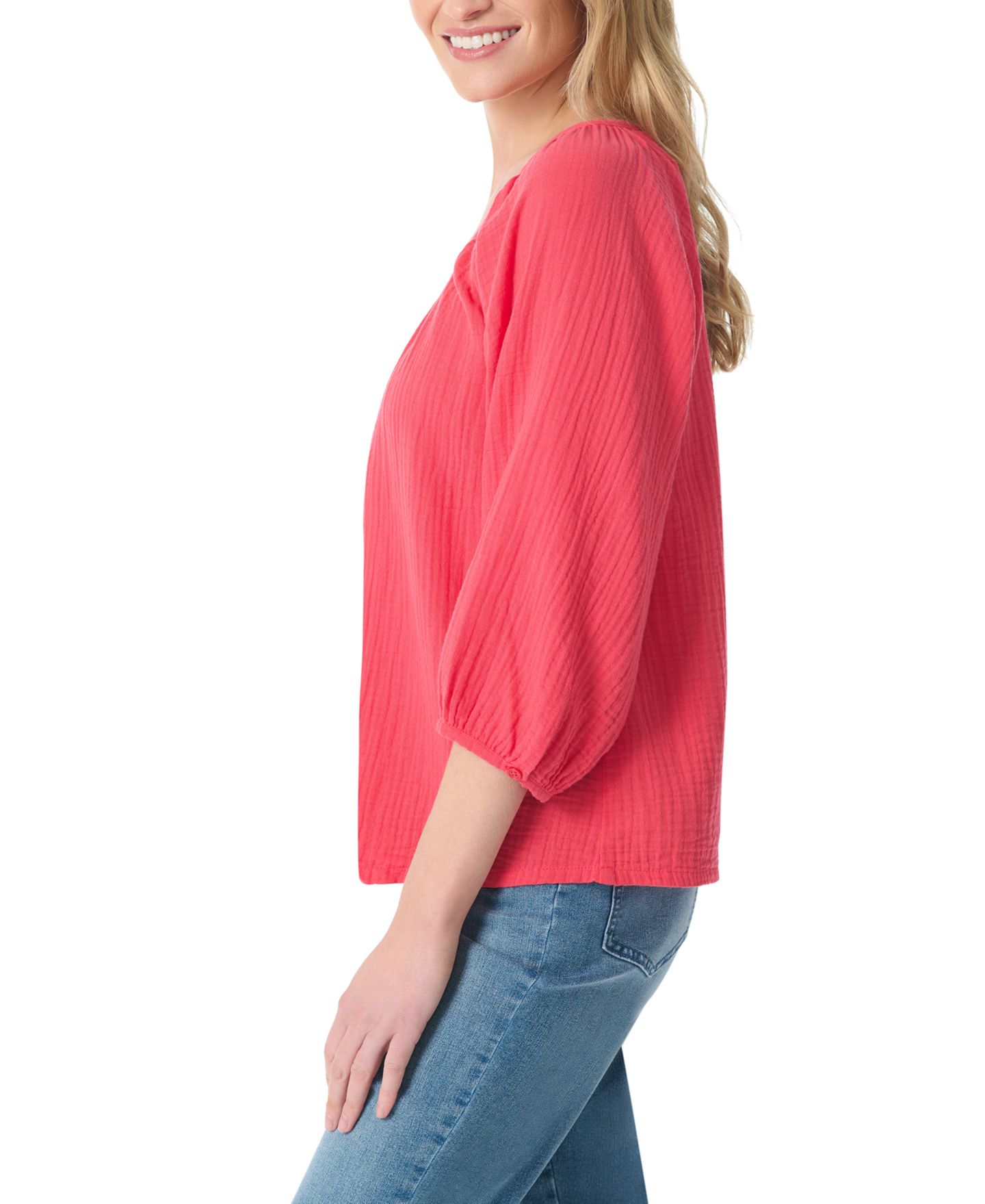 Женский топ Gloria Vanderbilt Gauze Round Neck Peasant Top, цвет: Яркий маковый — фото 2