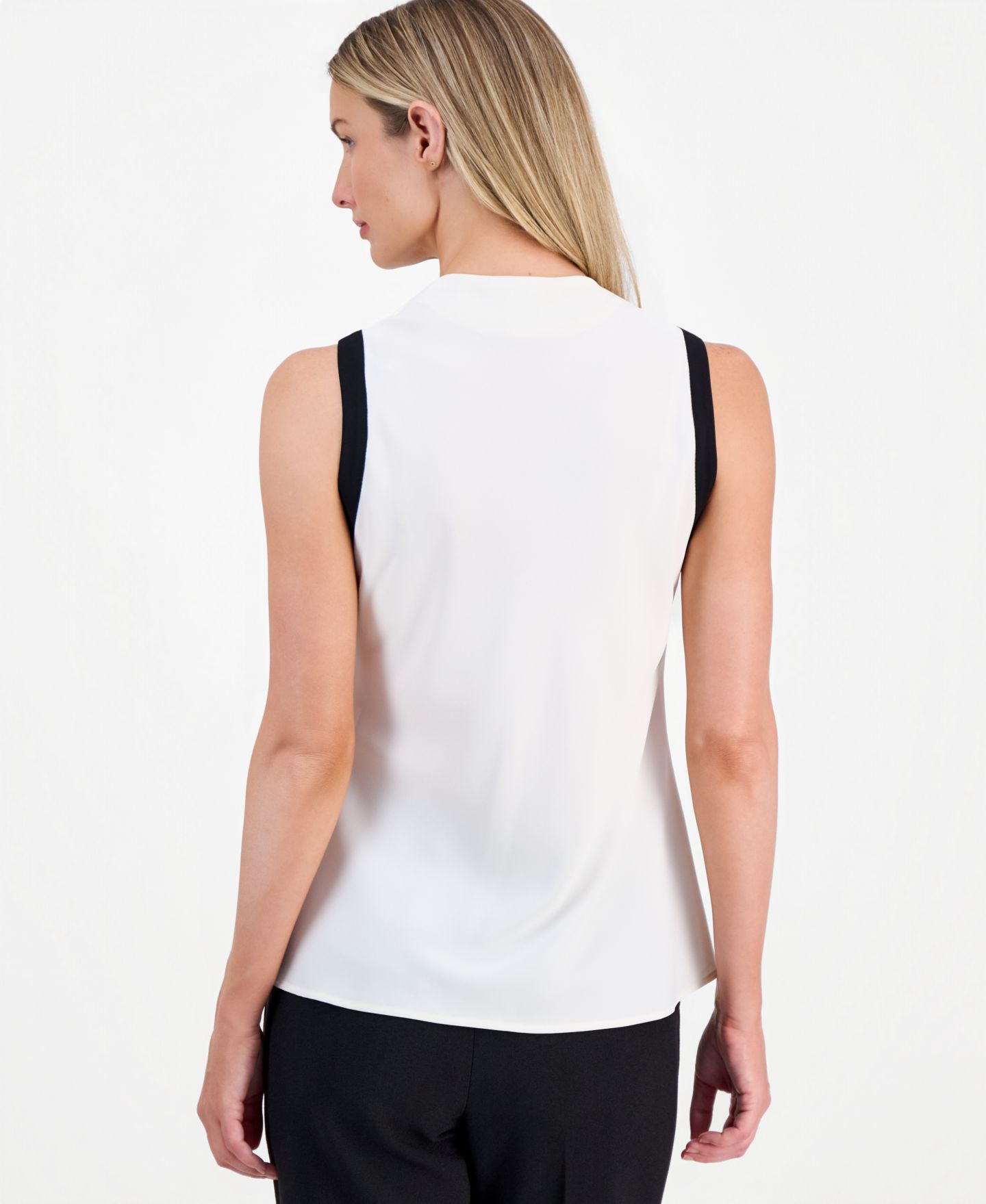Женский топ Anne Klein Cowlneck Sleeveless Top, цвет: Белый / Чёрный — фото 4