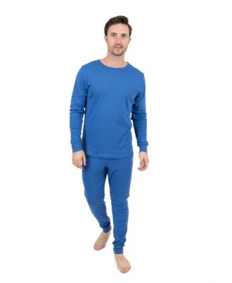 Mens Matching Family Two Piece Cotton Long Sleeve Shirt and Pants Solid Color Pajamas