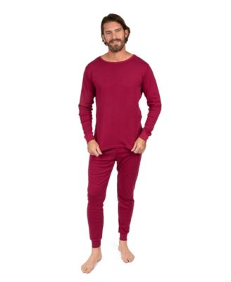 Mens Matching Family Two Piece Cotton Long Sleeve Shirt and Pants Solid Color Pajamas