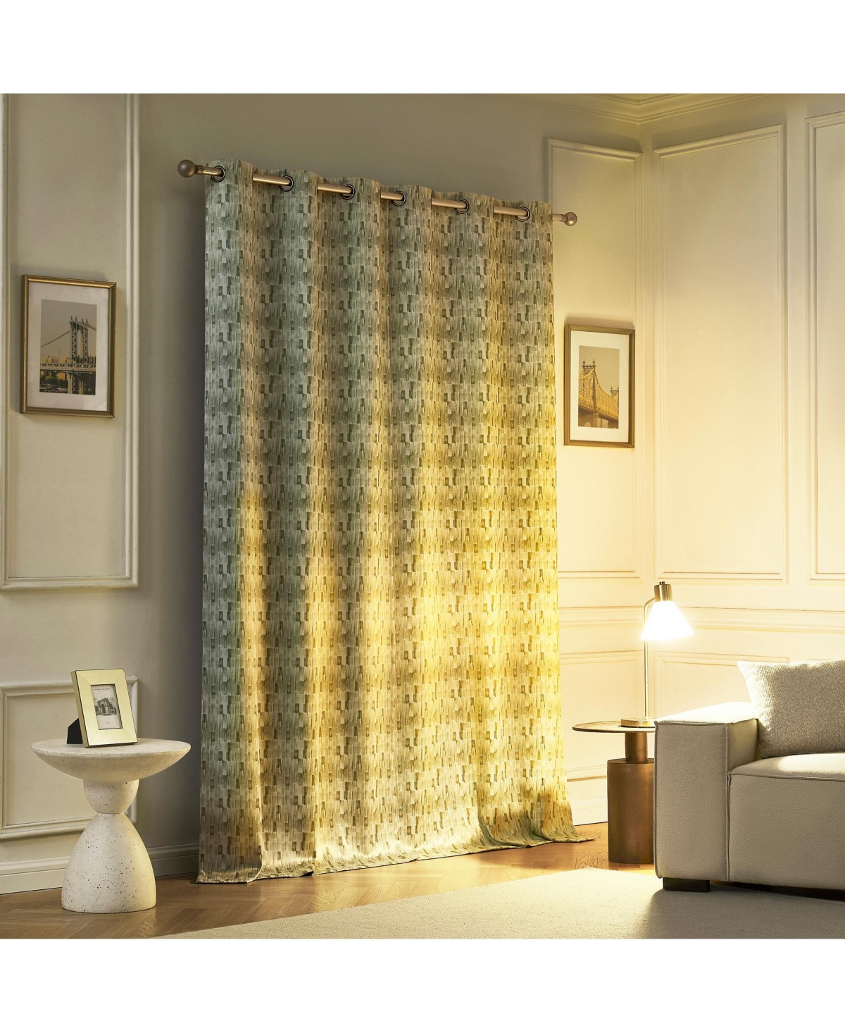 Sun Zero Vernon Monochrome Brushstrokes Magnetic Closure Blackout Grommet Curtain Panel Pair