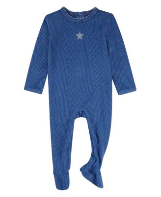 Baby Girls Star Embroidered Textured Footie