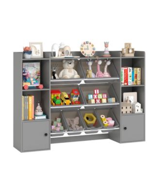 Kids Toy Storage and Bookshelf with Boxes and Open Shelves