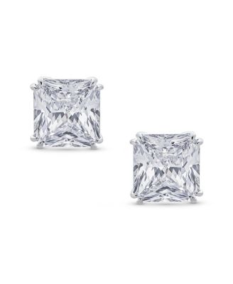 12MM Princess Cut Cubic Zirconia CZ Solitaire Statement Clip On Stud Earrings Non Pierced