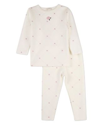 Baby Girls "Rosettes and Stitching" Rayon/Cotton-Blend Pajama Set