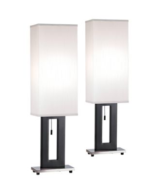 Floating Rectangle Modern Table Lamps 30" Tall Set of 2 Metal Open Frame Fabric Box Shade for Bedroom Living Room Bedside