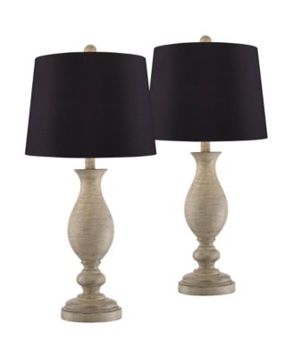 Serena Traditional Country Cottage Table Lamps 27 1/2" Tall Set of 2 Faux Silk Drum Shade for Bedroom Living Room House