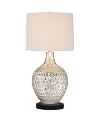 Waylon Modern Table Lamp with Round Black Marble Riser 28" Tall Mercury Glass Tapered Drum Shade for Bedroom Living Room Bedside Home