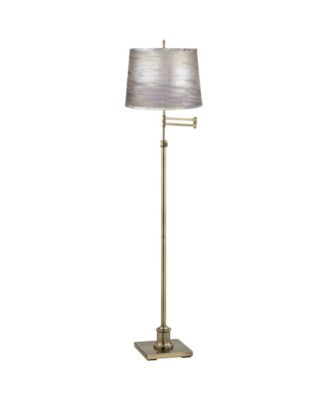 Westbury Antique Brass Swing Arm Floor Lamp with Silver Gold Shade