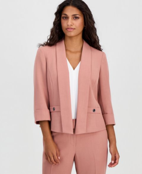 Женский пиджак Kasper Petite Shawl Collar Open-Front Blazer, цвет: Tearose
