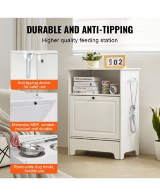 Elevated Pet Feeding Station with Storage for Small Dogs