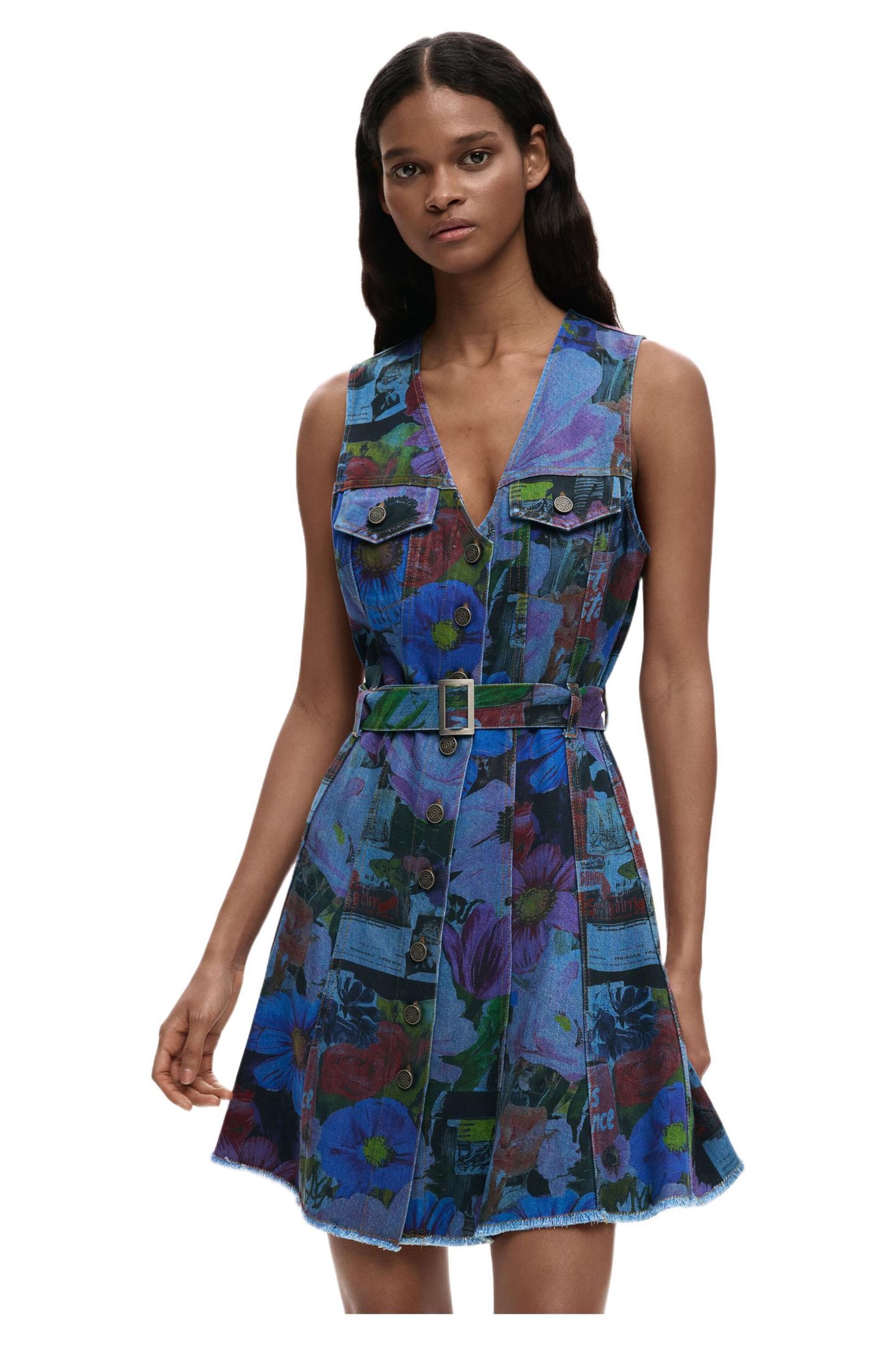 Женское платье Desigual Mini denim dress, цвет: Тёмный синий — фото 2