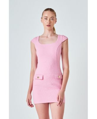 Women's Tweed Cap Sleeve Mini Dress