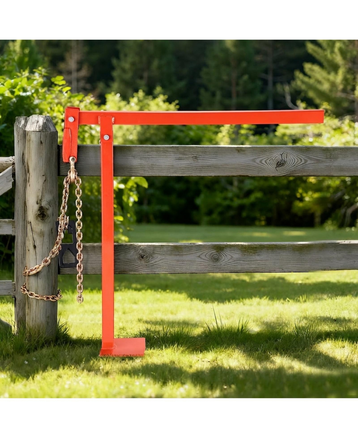 Sugift T Post Puller, Heavy Duty Fence Post Remover with Puller Plate and Chain