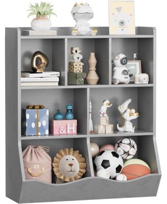 Three-Tier Kids Bookshelf and Toy Storage Rack, Multi-Functional Book and Toy Organizer for Playroom, Bedroom, Retro