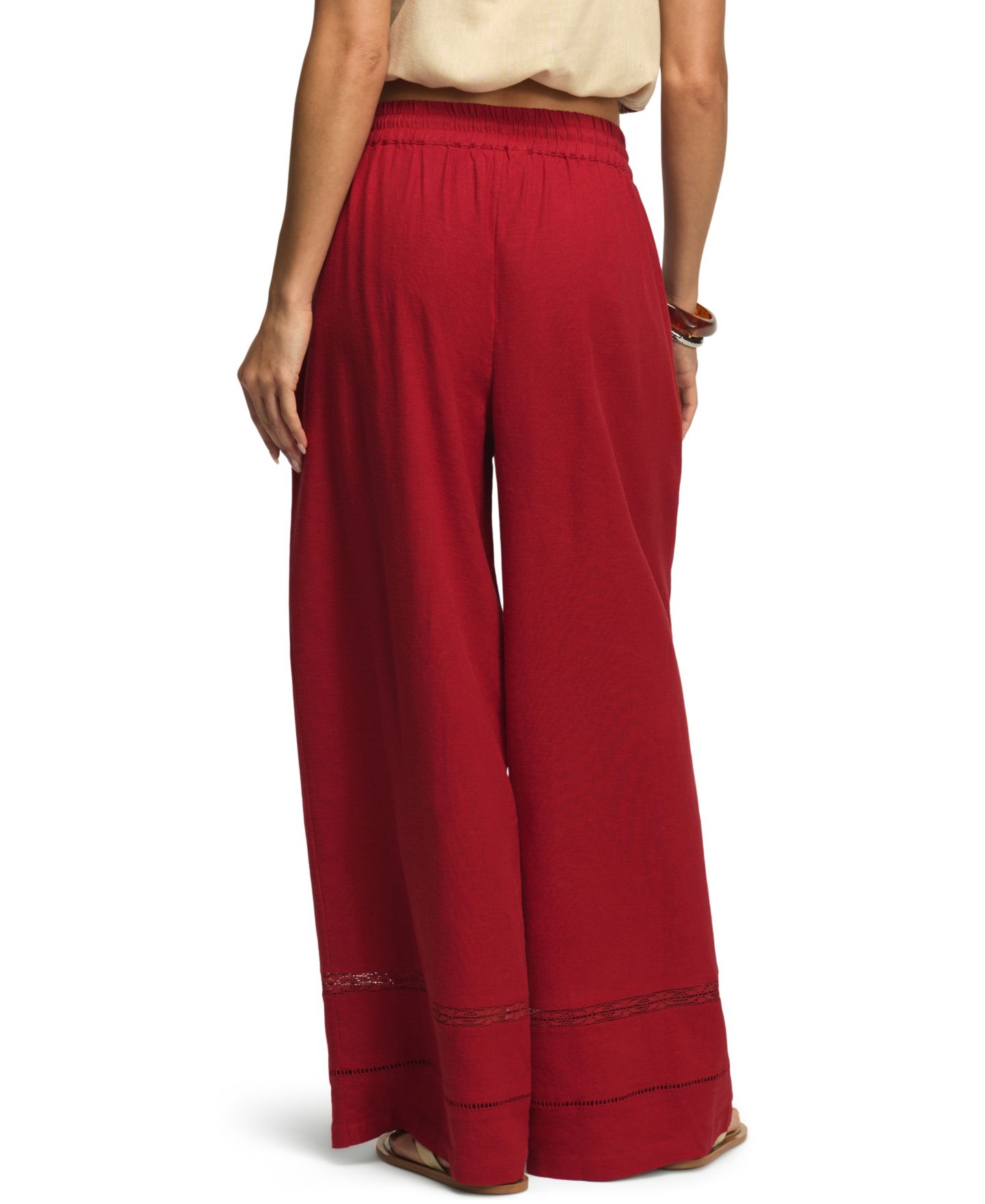 Женские брюки Lucky Brand Wide-Leg Lace Trim Pull-On, цвет: Emboldened — фото 6