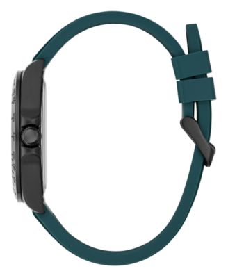 Men's Black Stainles Steel Teal Silicone Analog Watch, 42mm