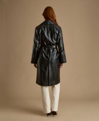 Women's Leather Trench Coat, Black