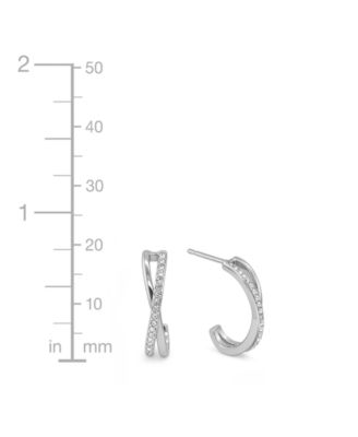 Clear Crystal Criss Cross Hoop Set in Silver Plate and Gold Plate