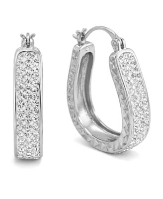 Clear Crystal Diamond Cut Hoop Earrings