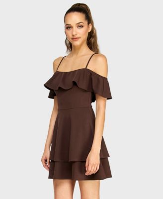 Juniors' Ruffled Off-The-Shoulder Dress