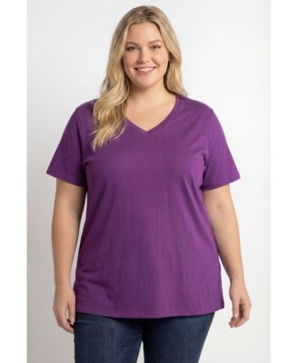 Women's Plus Size Perfect Short-Sleeve V-Neck Tunic Top