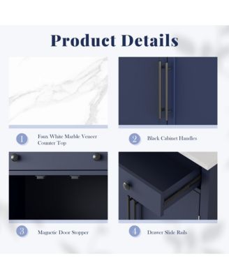 Versatile Buffet Cabinet and Coffee Bar Station, Food Storage Pantry with a Drawer, 2 Adjustable Shelves and 2 Door Shelves for Dining Room