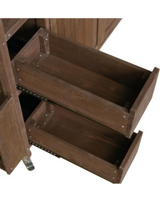 Farmhouse Rolling Outdoor Kitchen Cart Stainless Top