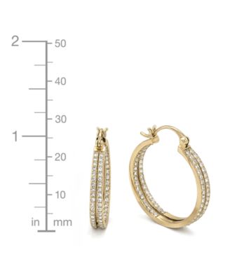 Crystal Small Double Hoop Earrings in Silver-Plate or Gold Plate, 1"