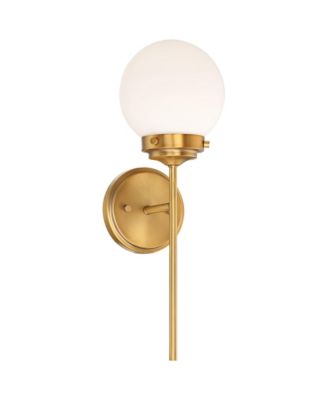 Ayva Modern Wall Light Sconce Brass Hardwire 6" Fixture White Glass Globe for Bedroom Bathroom Vanity Reading Living Room Hallway House
