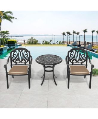 3-Piece Outdoor Bistro Table Set Cast Aluminum Patio Furniture Table Set