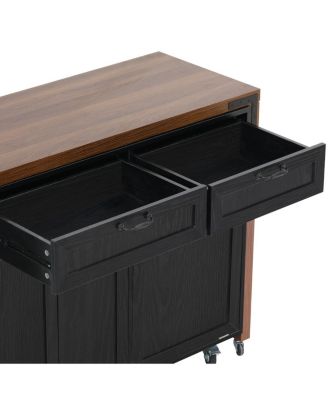  Kitchen Island Extendable Table and Trash Storage