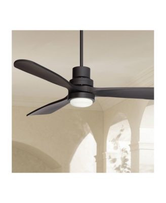 52" Delta DC Modern Indoor Outdoor Ceiling Fan 3 Blade CCT LED Light Remote Control Matte Black Finish Bedroom DC Motor