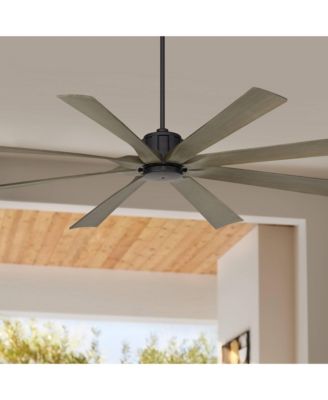 70" Defender Industrial Rustic Indoor Outdoor Ceiling Fan Remote Matte Black Weathered Oak Damp Rated Patio