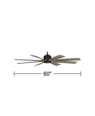 60" Defender Industrial Rustic Indoor Outdoor Ceiling Fan Remote Matte Black Weathered Oak Damp Rated Patio