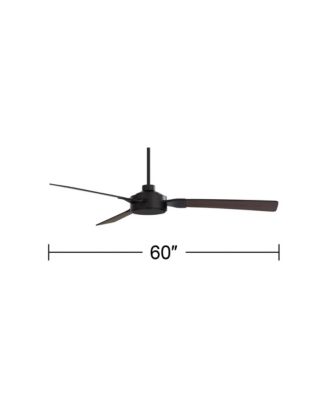 60" Invictus Indoor Outdoor Ceiling Fan 3 Blade Remote Control Matte Black Finish Dark Walnut Wood Finish Blades Damp Rated
